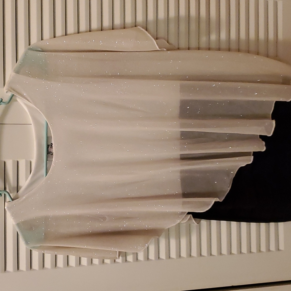 Sweet Storm White & Black Glittery Dress Size Small